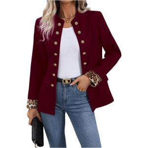 imageSweatyRocks Womens Casual Blazers Button Open Front Lightweight Work Office Suit Jackets BlazerBurgundy