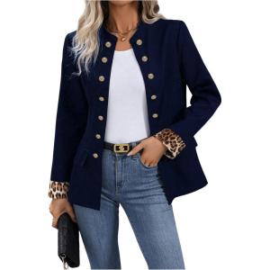 imageSweatyRocks Womens Casual Blazers Button Open Front Lightweight Work Office Suit Jackets BlazerDark Blue