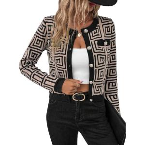 imageSweatyRocks Womens Elegant Button Down Soft Knit Cardigan Cropped Sweaters Jacket with PocketsApricot