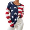 imageSweatyRocks Womens American Flag Sweater USA Star Striped Knit Sweater Crew Neck Pullover Long Sleeve TopMulticolored