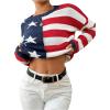 imageSweatyRocks Womens American Flag Sweater USA Star Striped Knit Sweater Crew Neck Pullover Long Sleeve TopMulticolored