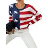 imageSweatyRocks Womens American Flag Sweater USA Star Striped Knit Sweater Crew Neck Pullover Long Sleeve TopMulticolored
