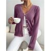 imageSweatyRocks Womens Button Down Long Sleeve Cardigans V Neck Casual Knit SweaterPurple