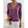 imageSweatyRocks Womens Button Down Long Sleeve Cardigans V Neck Casual Knit SweaterPurple