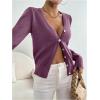 imageSweatyRocks Womens Button Down Long Sleeve Cardigans V Neck Casual Knit SweaterPurple