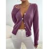 imageSweatyRocks Womens Button Down Long Sleeve Cardigans V Neck Casual Knit SweaterPurple