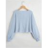 imageSweatyRocks Womens Casual Crewneck Raglan Long Sleeve Ribbed Knit Crop Top Cropped SweaterBlue
