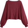 imageSweatyRocks Womens Casual Crewneck Raglan Long Sleeve Ribbed Knit Crop Top Cropped SweaterBurgundy