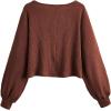 imageSweatyRocks Womens Casual Crewneck Raglan Long Sleeve Ribbed Knit Crop Top Cropped SweaterCoffee