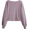 imageSweatyRocks Womens Casual Crewneck Raglan Long Sleeve Ribbed Knit Crop Top Cropped SweaterDusty Purple