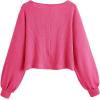 imageSweatyRocks Womens Casual Crewneck Raglan Long Sleeve Ribbed Knit Crop Top Cropped SweaterHot Pink