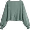 imageSweatyRocks Womens Casual Crewneck Raglan Long Sleeve Ribbed Knit Crop Top Cropped SweaterLight Green