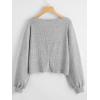 imageSweatyRocks Womens Casual Crewneck Raglan Long Sleeve Ribbed Knit Crop Top Cropped SweaterLight Grey