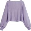 imageSweatyRocks Womens Casual Crewneck Raglan Long Sleeve Ribbed Knit Crop Top Cropped SweaterLilac Purple