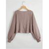 imageSweatyRocks Womens Casual Crewneck Raglan Long Sleeve Ribbed Knit Crop Top Cropped SweaterMocha Brown