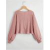 imageSweatyRocks Womens Casual Crewneck Raglan Long Sleeve Ribbed Knit Crop Top Cropped SweaterPink