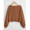 imageSweatyRocks Womens Casual Crewneck Raglan Long Sleeve Ribbed Knit Crop Top Cropped SweaterPlain Brown