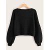 imageSweatyRocks Womens Casual Crewneck Raglan Long Sleeve Ribbed Knit Crop Top Cropped SweaterPure Black
