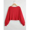 imageSweatyRocks Womens Casual Crewneck Raglan Long Sleeve Ribbed Knit Crop Top Cropped SweaterRed