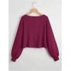 imageSweatyRocks Womens Casual Crewneck Raglan Long Sleeve Ribbed Knit Crop Top Cropped SweaterRed Violet