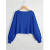 imageSweatyRocks Womens Casual Crewneck Raglan Long Sleeve Ribbed Knit Crop Top Cropped SweaterRoyal Blue