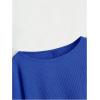 imageSweatyRocks Womens Casual Crewneck Raglan Long Sleeve Ribbed Knit Crop Top Cropped SweaterRoyal Blue