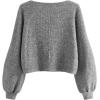 imageSweatyRocks Womens Casual Crewneck Raglan Long Sleeve Ribbed Knit Crop Top Cropped SweaterSolid Grey