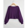 imageSweatyRocks Womens Casual Crewneck Raglan Long Sleeve Ribbed Knit Crop Top Cropped SweaterViolet Purple