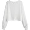 imageSweatyRocks Womens Casual Crewneck Raglan Long Sleeve Ribbed Knit Crop Top Cropped SweaterWhite Solid