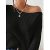 imageSweatyRocks Womens Casual Lantern Long Sleeve Sweaters Crew Neck Ribbed Knitted Pullover TopsBlack