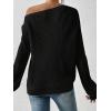 imageSweatyRocks Womens Casual Lantern Long Sleeve Sweaters Crew Neck Ribbed Knitted Pullover TopsBlack
