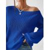 imageSweatyRocks Womens Casual Lantern Long Sleeve Sweaters Crew Neck Ribbed Knitted Pullover TopsBlue