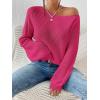 imageSweatyRocks Womens Casual Lantern Long Sleeve Sweaters Crew Neck Ribbed Knitted Pullover TopsHot Pink