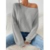 imageSweatyRocks Womens Casual Lantern Long Sleeve Sweaters Crew Neck Ribbed Knitted Pullover TopsLight Grey