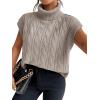 imageSweatyRocks Womens Casual Sleeveless Turtle Neck Sweater Vest Cable Knitted Solid Crop Tank TopApricot