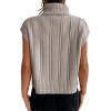imageSweatyRocks Womens Casual Sleeveless Turtle Neck Sweater Vest Cable Knitted Solid Crop Tank TopApricot