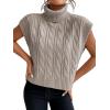 imageSweatyRocks Womens Casual Sleeveless Turtle Neck Sweater Vest Cable Knitted Solid Crop Tank TopApricot