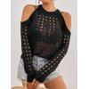 imageSweatyRocks Womens Cold Shoulder Sweater Hollow Out Crew Neck Long Sleeve Pullover TopsBlack