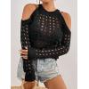 imageSweatyRocks Womens Cold Shoulder Sweater Hollow Out Crew Neck Long Sleeve Pullover TopsBlack