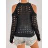 imageSweatyRocks Womens Cold Shoulder Sweater Hollow Out Crew Neck Long Sleeve Pullover TopsBlack