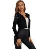 imageSweatyRocks Womens Elegant Long Sleeve Beaded Open Front Cropped Cardigan SweaterBlack