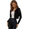 imageSweatyRocks Womens Elegant Long Sleeve Beaded Open Front Cropped Cardigan SweaterBlack