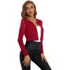 imageSweatyRocks Womens Elegant Long Sleeve Beaded Open Front Cropped Cardigan SweaterBurgundy Red