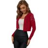 imageSweatyRocks Womens Elegant Long Sleeve Beaded Open Front Cropped Cardigan SweaterBurgundy Red
