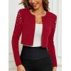 imageSweatyRocks Womens Elegant Long Sleeve Beaded Open Front Cropped Cardigan SweaterBurgundy Red