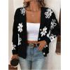 imageSweatyRocks Womens Floral Print Long Sleeve Button Down Cardigans Sweater Casual Drop Shoulder V Neck OutwearBlack