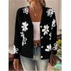 imageSweatyRocks Womens Floral Print Long Sleeve Button Down Cardigans Sweater Casual Drop Shoulder V Neck OutwearBlack