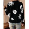 imageSweatyRocks Womens Floral Print Long Sleeve Button Down Cardigans Sweater Casual Drop Shoulder V Neck OutwearBlack