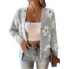 imageSweatyRocks Womens Floral Print Long Sleeve Button Down Cardigans Sweater Casual Drop Shoulder V Neck OutwearGrey