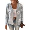 imageSweatyRocks Womens Floral Print Long Sleeve Button Down Cardigans Sweater Casual Drop Shoulder V Neck OutwearGrey